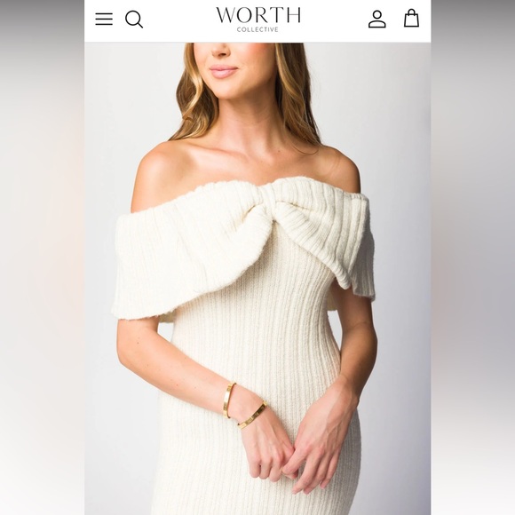 Aston Bow Front Maxi Sweater Dress in Ivory - Small NWOT - Picture 3 of 9